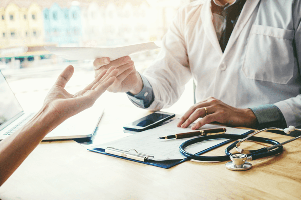 patient talking with a doctor