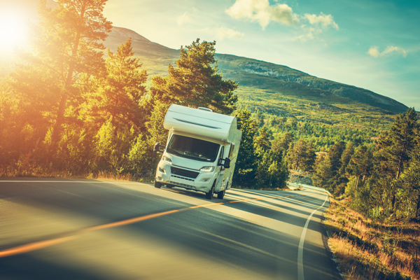 rv driving along a highway