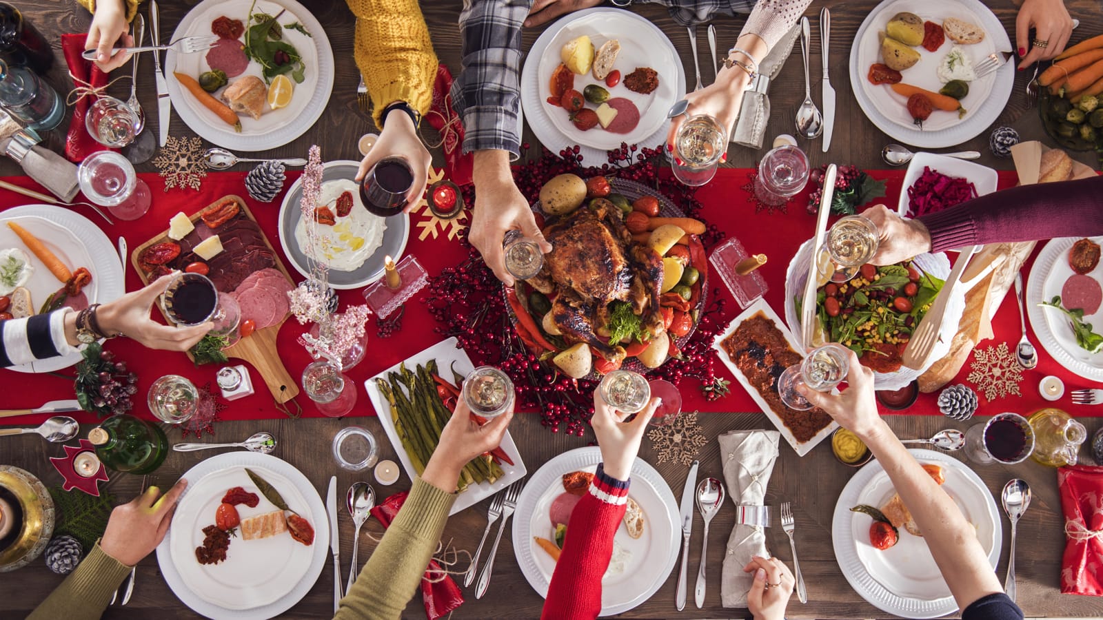 Table full of holiday food
