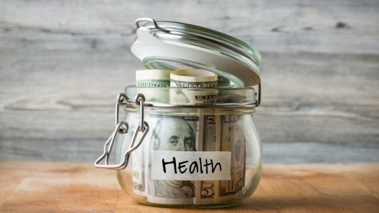 Jar of medical savings money