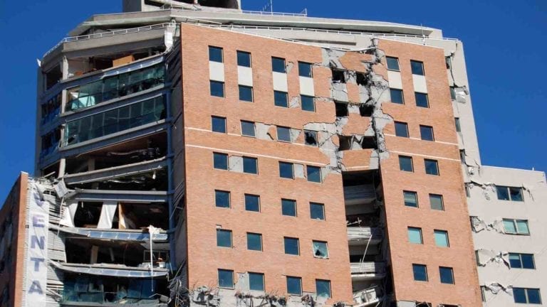 Commercial building damaged by an earthquake