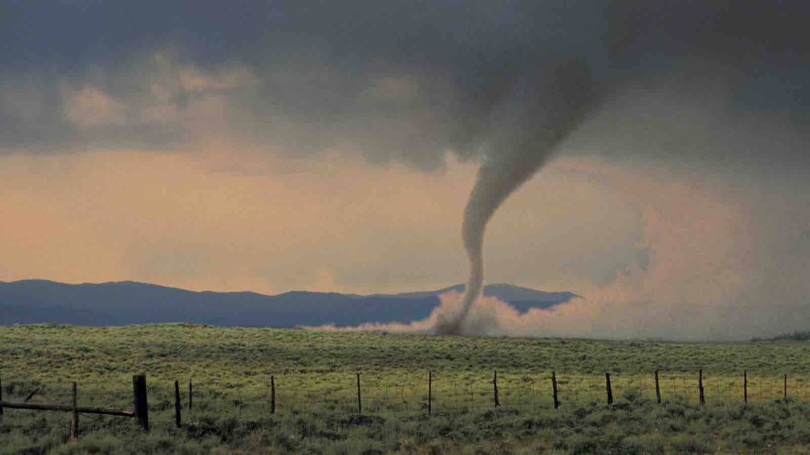 Tornado in an empty field