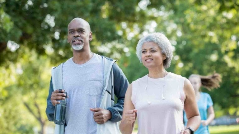 Older couple jogging