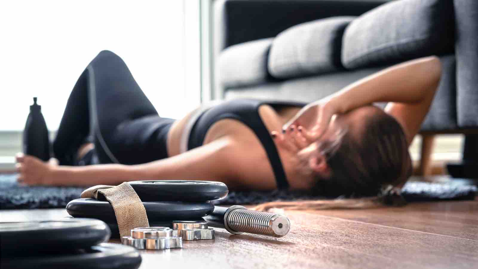Woman exhausted after a workout