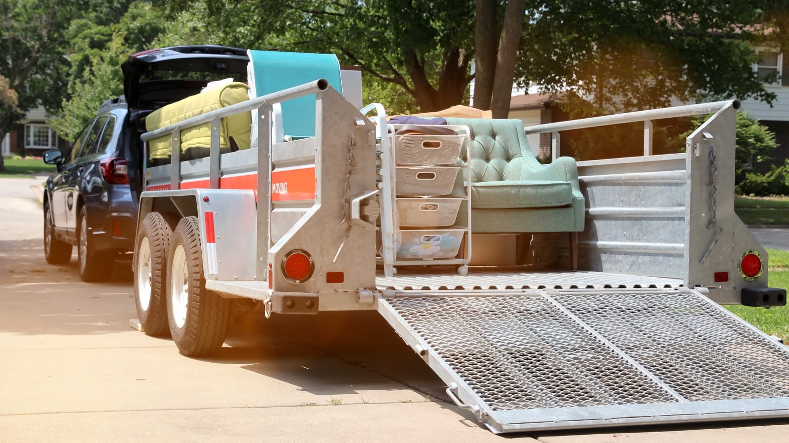 Truck pulling trailer