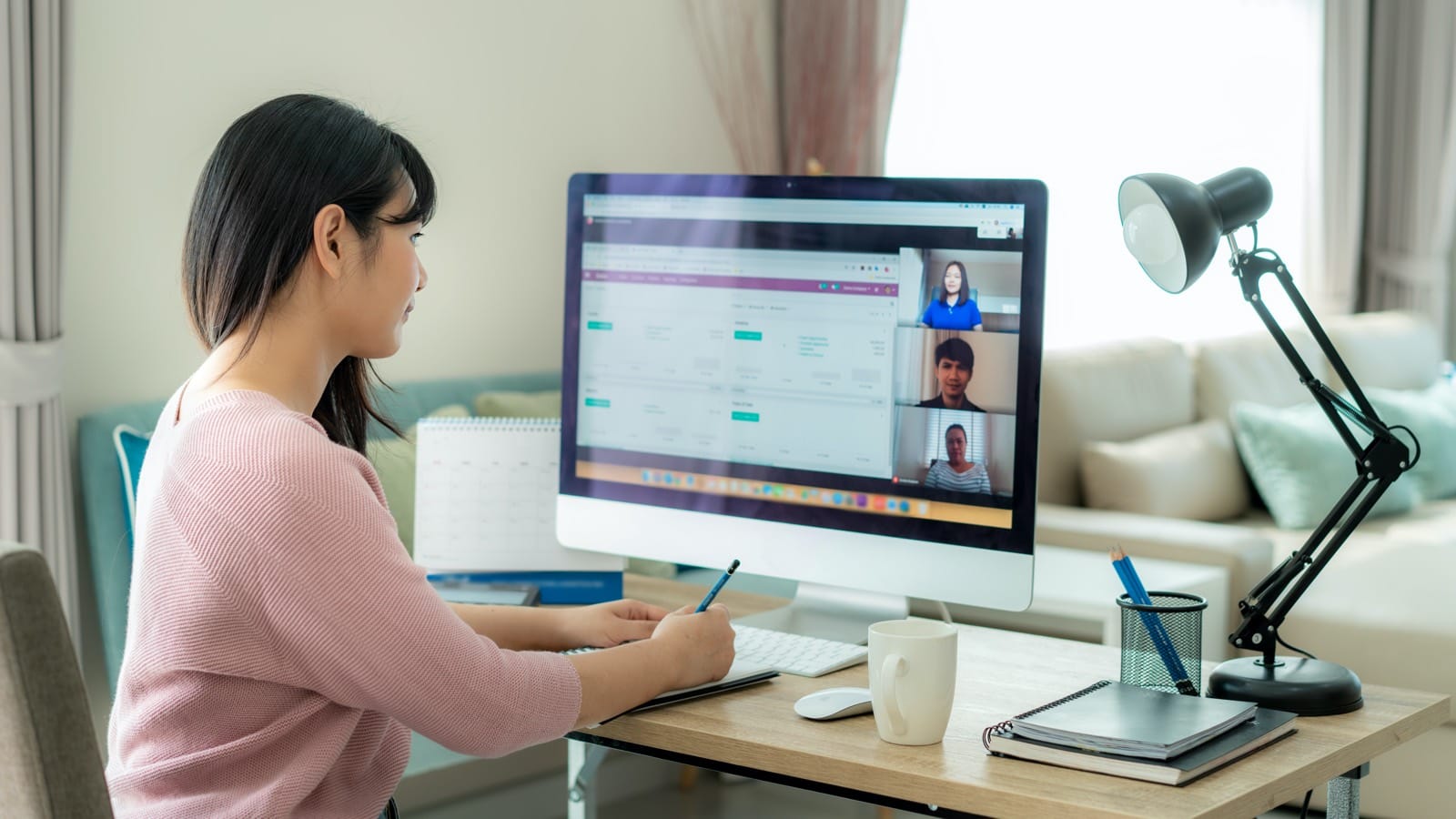 Woman working from home