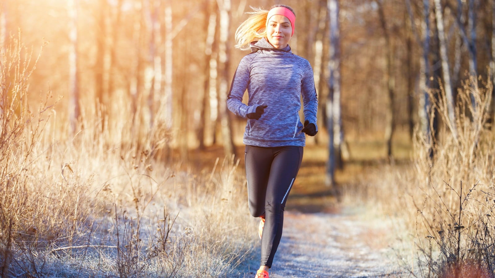 Woman running in the winter