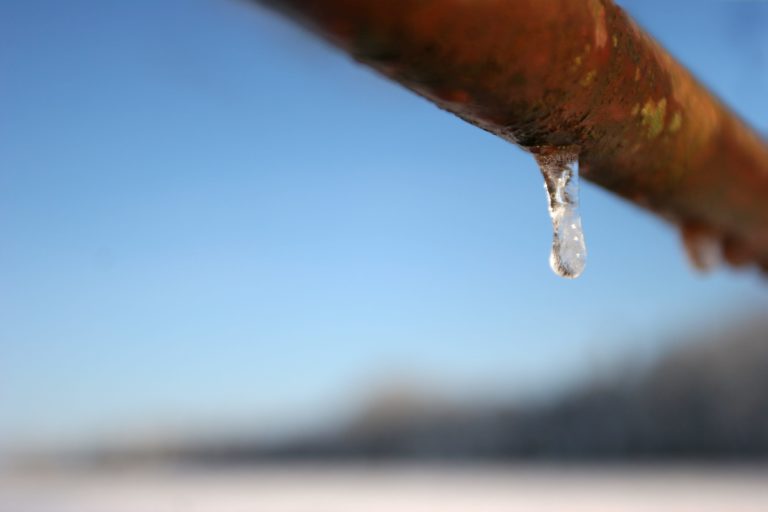 Icicle On Frozen Pipe