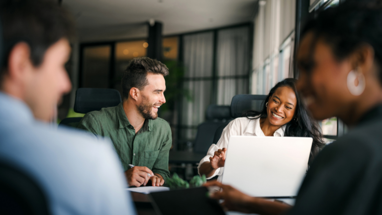 Group of young multi-ethnic business team collaborating