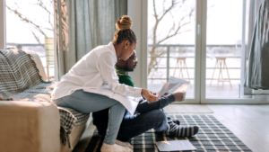 Couple reviewing paperwork